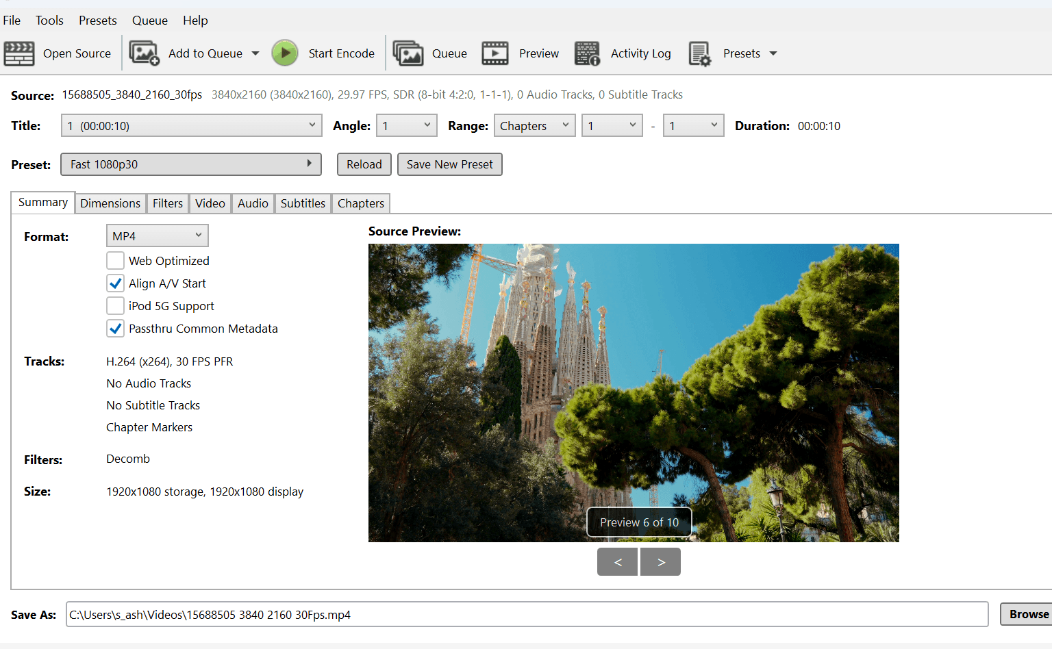 HandBrake Main Screen